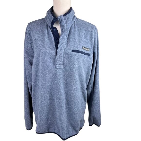 Columbia Pullover Quarter Snap Fleece Shirt Size Small Blue Long Sleeve - Picture 1 of 10